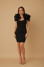 Black Big Ruffle Off Shoulder With Micro Stud