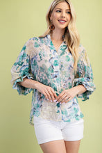 Ivory Mix Floral Printed Button Down Top