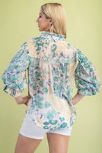 Ivory Mix Floral Printed Button Down Top