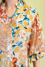 Mustard Mix Floral Printed Button Down Top