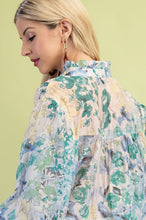 Ivory Mix Floral Printed Button Down Top