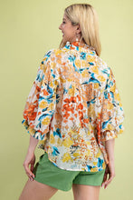 Mustard Mix Floral Printed Button Down Top