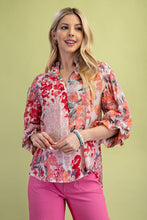 Fuchsia Mix Floral Printed Button Down Top