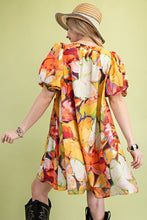 Yellow Mix Tropical Print A-Line Mini Dress