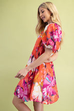 Fuchsia Mix Tropical Print A-Line Mini Dress