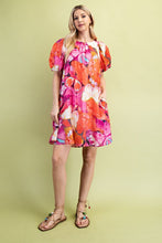 Fuchsia Mix Tropical Print A-Line Mini Dress