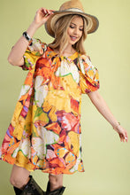 Yellow Mix Tropical Print A-Line Mini Dress