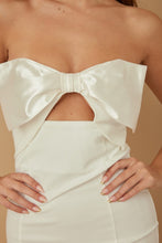 White Ribbon Open Cleavage Tube Dress