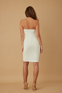 White Ribbon Open Cleavage Tube Dress