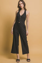 Black Linen Halter Neck Jumpsuit