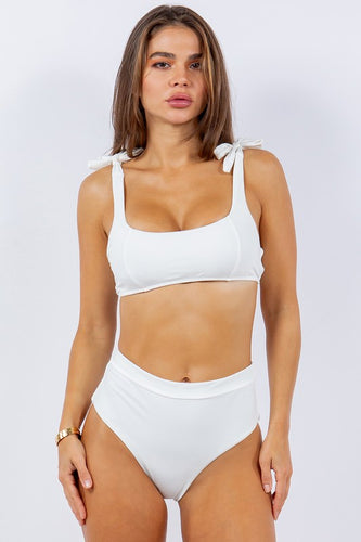 White Two Piece Top Bow Tied Clean Finished Bikini
