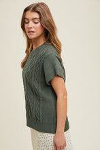 Olive Cable Knit Sweater Top