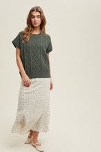 Olive Cable Knit Sweater Top