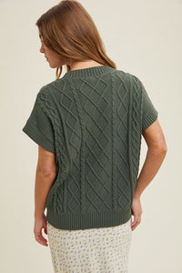 Olive Cable Knit Sweater Top