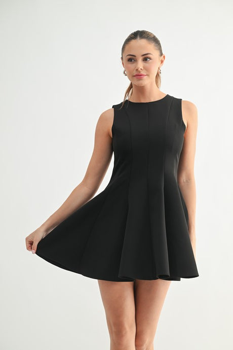Black Sleeveless Skater Mini Dress