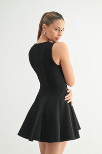 Black Sleeveless Skater Mini Dress