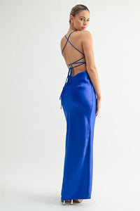 Satin Strappy Back Maxi Dress