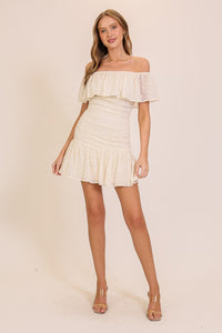 Cream Off-the-shoulder Cream Dress