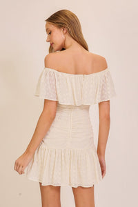 Cream Off-the-shoulder Cream Dress