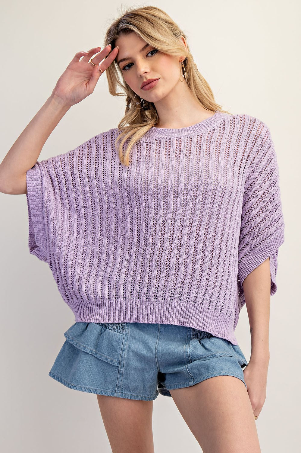 Lavender Loose Fit Dolman Sleeve Top