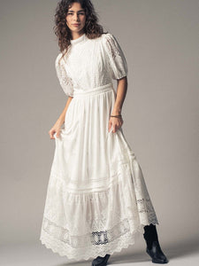 White Glass Lace Maxi Dress