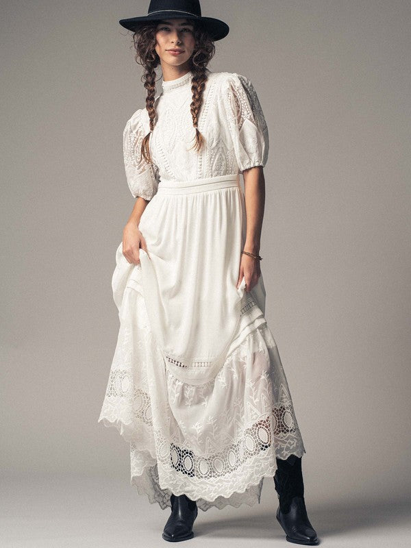 White Glass Lace Maxi Dress