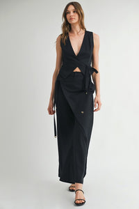 Black Sleeveless Vest Top & Pants Set