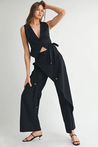 Black Sleeveless Vest Top & Pants Set