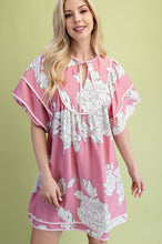 Mauve Mix Mint Trim Detail Button Down Dress