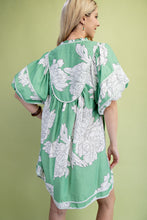 Sage Mix Mint Trim Detail Button Down Dress