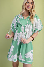 Sage Mix Mint Trim Detail Button Down Dress