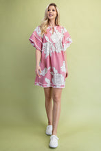 Mauve Mix Mint Trim Detail Button Down Dress
