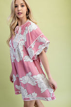 Mauve Mix Mint Trim Detail Button Down Dress