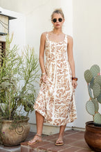 Ivory/Taupe Printed Midi Dress
