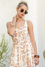 Ivory/Taupe Printed Midi Dress