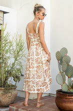 Ivory/Taupe Printed Midi Dress