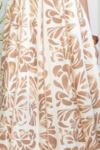 Ivory/Taupe Printed Midi Dress
