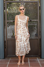 Ivory/Taupe Printed Midi Dress