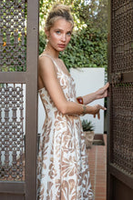 Ivory/Taupe Printed Midi Dress