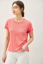 Coral Boxy Cut Tee W/ Roll Sleeve