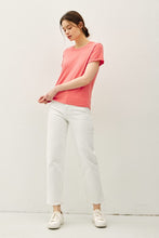 Coral Boxy Cut Tee W/ Roll Sleeve