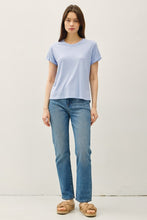 Blue Berry Boxy Cut Tee W/ Roll Sleeve