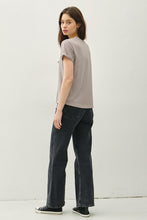 Greige Boxy Cut Tee W/ Roll Sleeve