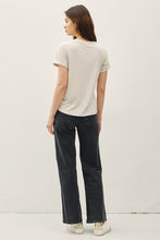 Stone Boxy Cut Tee W/ Roll Sleeve
