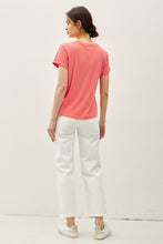 Coral Boxy Cut Tee W/ Roll Sleeve