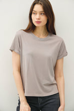 Greige Boxy Cut Tee W/ Roll Sleeve
