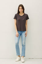 Charcoal Boxy Cut Tee W/ Roll Sleeve