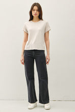 Stone Boxy Cut Tee W/ Roll Sleeve