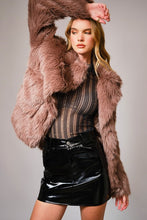 Mocha Shaggy Notch Collared Faux Fur Coat