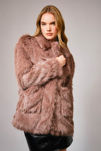 Mocha Shaggy Notch Collared Faux Fur Coat